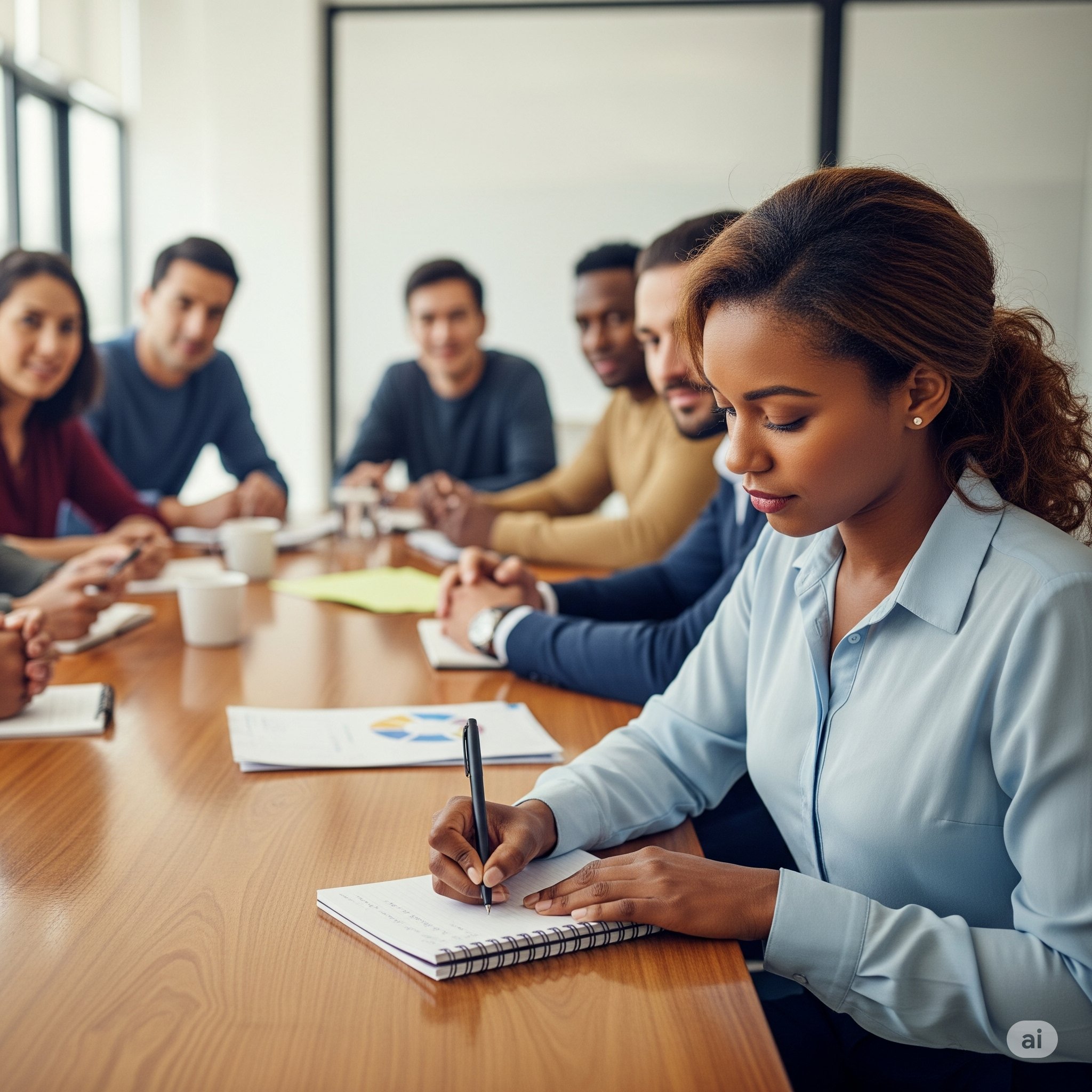 Professional virtual assistant taking meeting notes